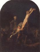 REMBRANDT Harmenszoon van Rijn The Raising of the Cross oil painting artist